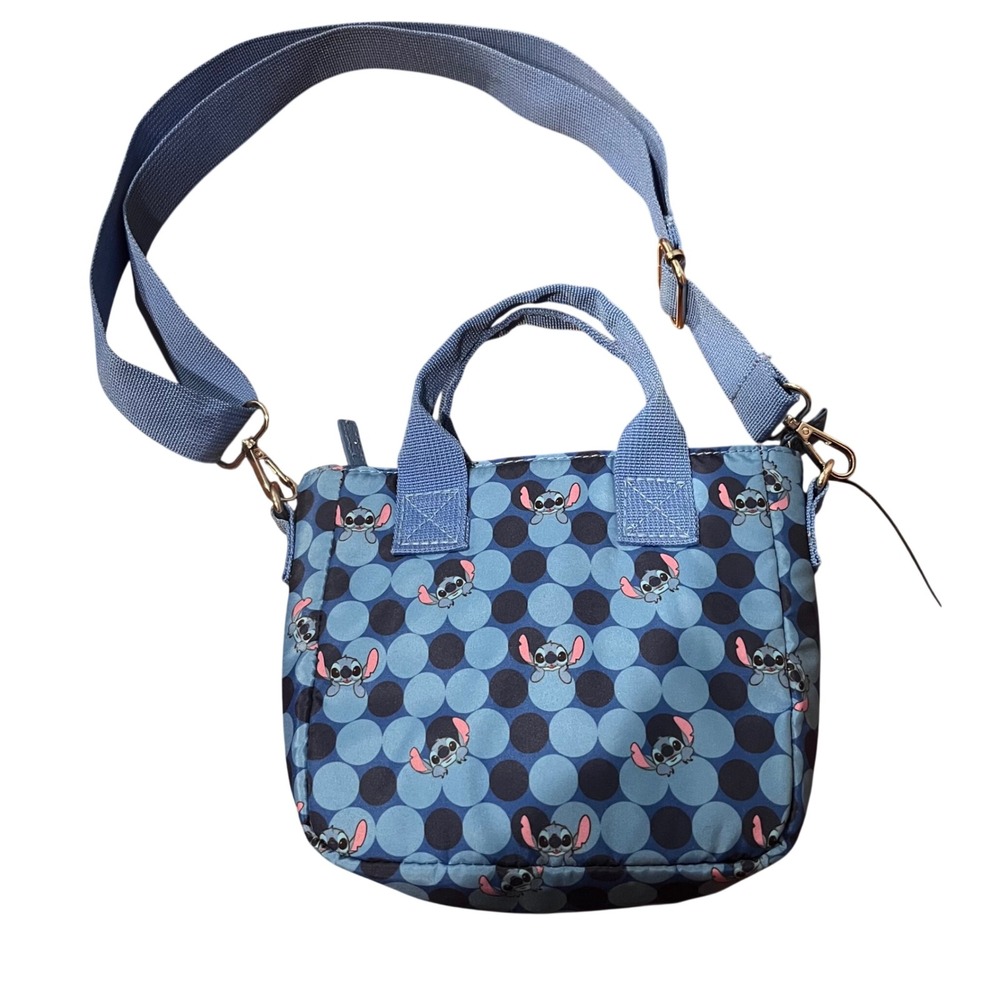 Disney Lilo & Stitch Mini Crossbody Bag Blue Polka Dot Small Tote Fast Forward